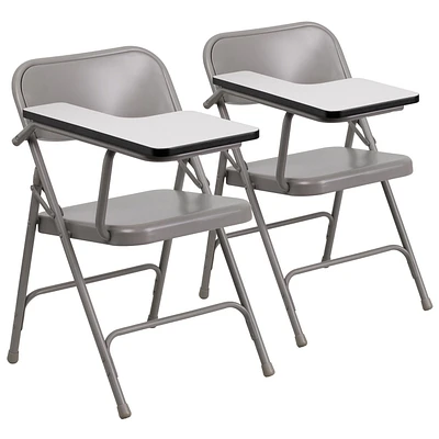 Lot de 2 pièces - Chaise pliante en acier de première qualité avec bras de tablette pour droitier