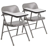 Lot de 2 pièces - Chaise pliante en acier de première qualité avec bras de tablette pour droitier