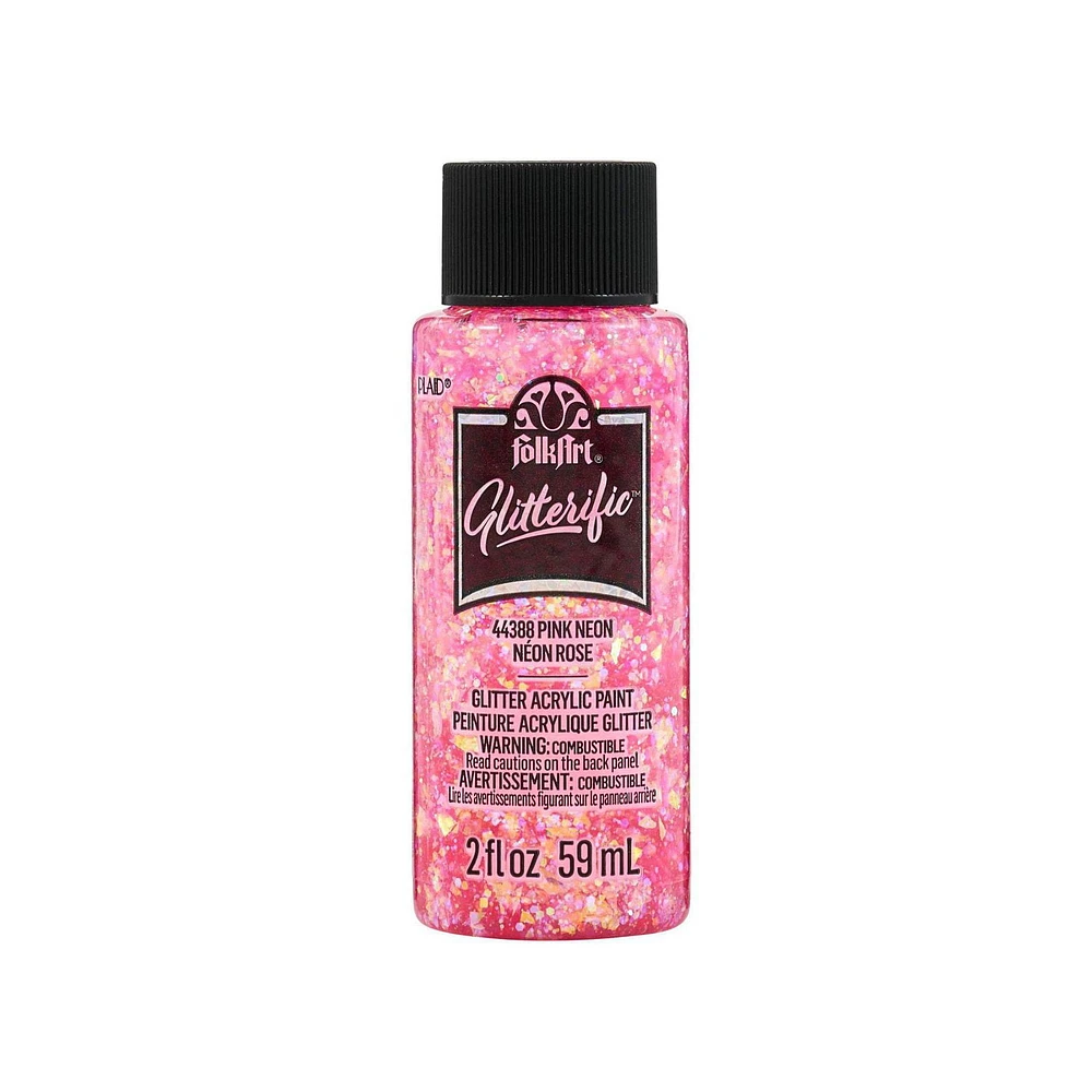 Peinture acrylique Glitterific FolkArt Rose Fluo FolkArt Peinture Scintillante