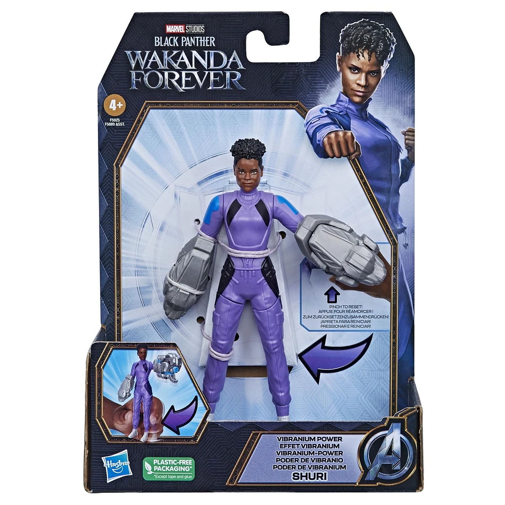 Marvel Studios' Black Panther: Wakanda Forever, figurine articulée Shuri Effet vibranium de 15 cm, jouet pour enfants, à partir de 4 ans