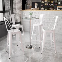 Table ronde en verre de 23,75 pouces avec base en chrome de 41,75 pouces de hauteur