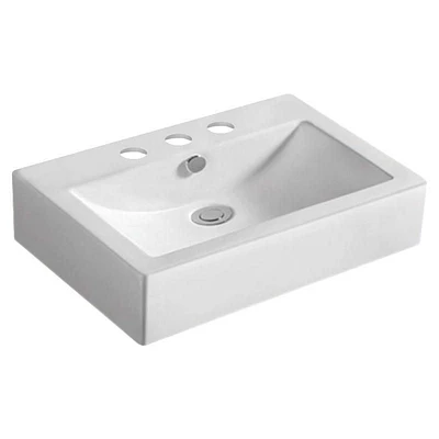 American Imaginations -in. W Above Counter White Bathroom Vessel Sink For 3H8-in. Center Drilling AI