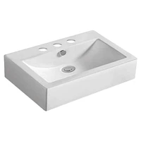 American Imaginations -in. W Above Counter White Bathroom Vessel Sink For 3H8-in. Center Drilling AI