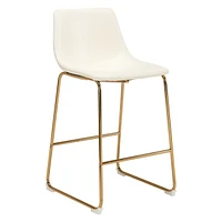 Tabouret Plata Import Landon en Blanc avec Pieds Dorés