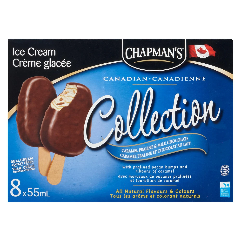 Chapman's Canadian Collection Caramel Praline Bumpy Ice Cream Bar, 8 x 55mL