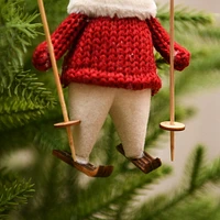 Holiday Time Winter Chalet Reindeer Skiing Ornament, Red