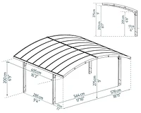 CANOPIA par PALRAM Arizona Double 16 pieds. Kit d'abri d'auto x 19 pi - Gris
