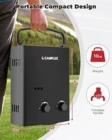 Camplux 1.32 GPM 34,000 BTU Outdoor Portable Propane Tankless Water Heater, Black