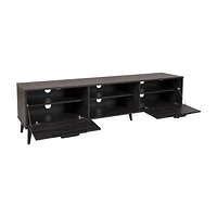 Meuble TV moderne CorLiving Cole avec rangement ouvert et fermé pour téléviseurs jusqu'à 85 pouces - Meuble TV pour salon, meuble TV élégant, centre de divertissement moderne avec rangement