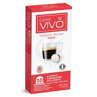 Caffè VIVO Espresso Italiano Forte (10-pack Nepresso Compatible Capsules), Intensity:12