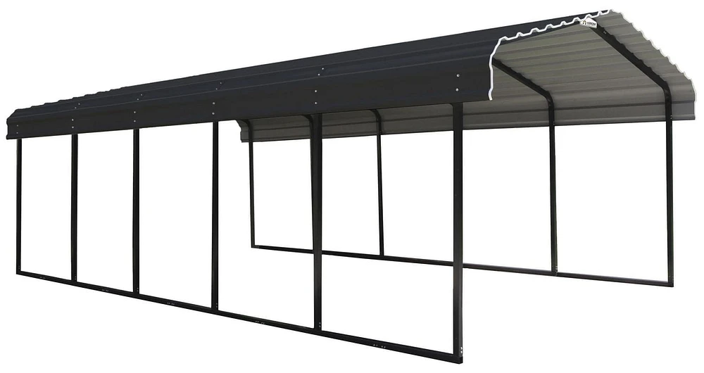 Steel Carport 12 x 24 x 7 ft. Galvanized Black/Charcoal
