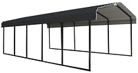 Steel Carport 12 x 24 x 7 ft. Galvanized Black/Charcoal