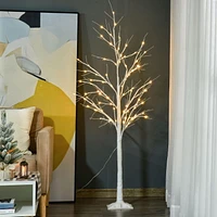 Outsunny 5FT Garden Birch Tree Light with 58 Warm LEDs and 8 Light Modes, DIY Artificial Tree Lamp for Outdoor and Indoor Birthday Wedding Party