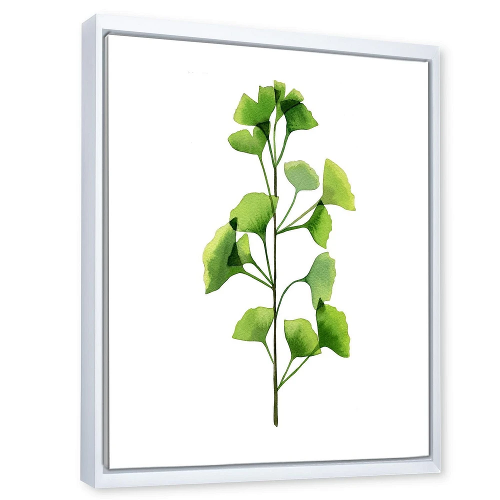Designart Green Field Plant Foliage FLOAT FRAME WALL ART