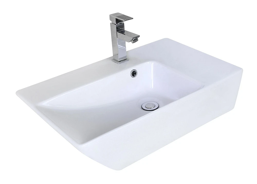 American Imaginations AI-31399 16,5 pouces W au-dessus du navire blanc de compteur pour le perçage de centre de 1 trou
