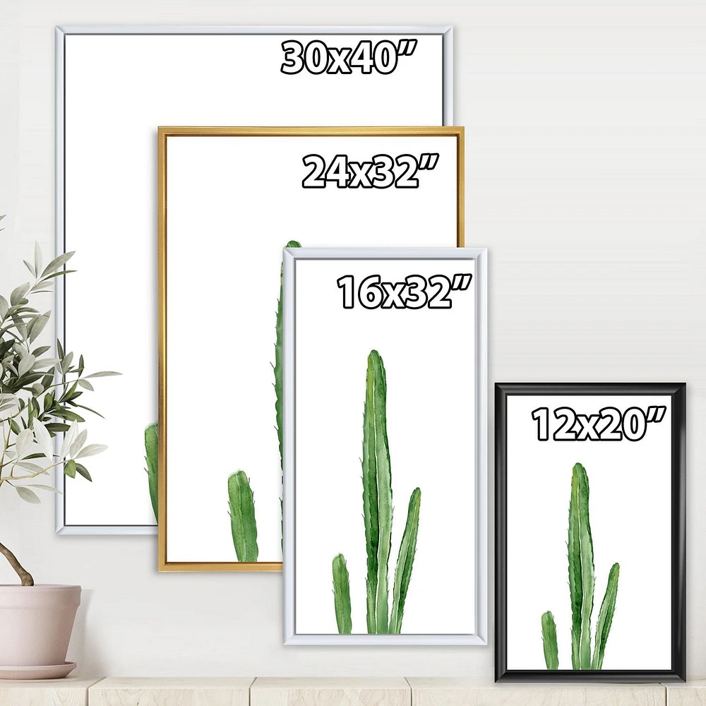 Designart Green Cactus South Western Plant Botanical Detail FLOAT FRAME WALL ART