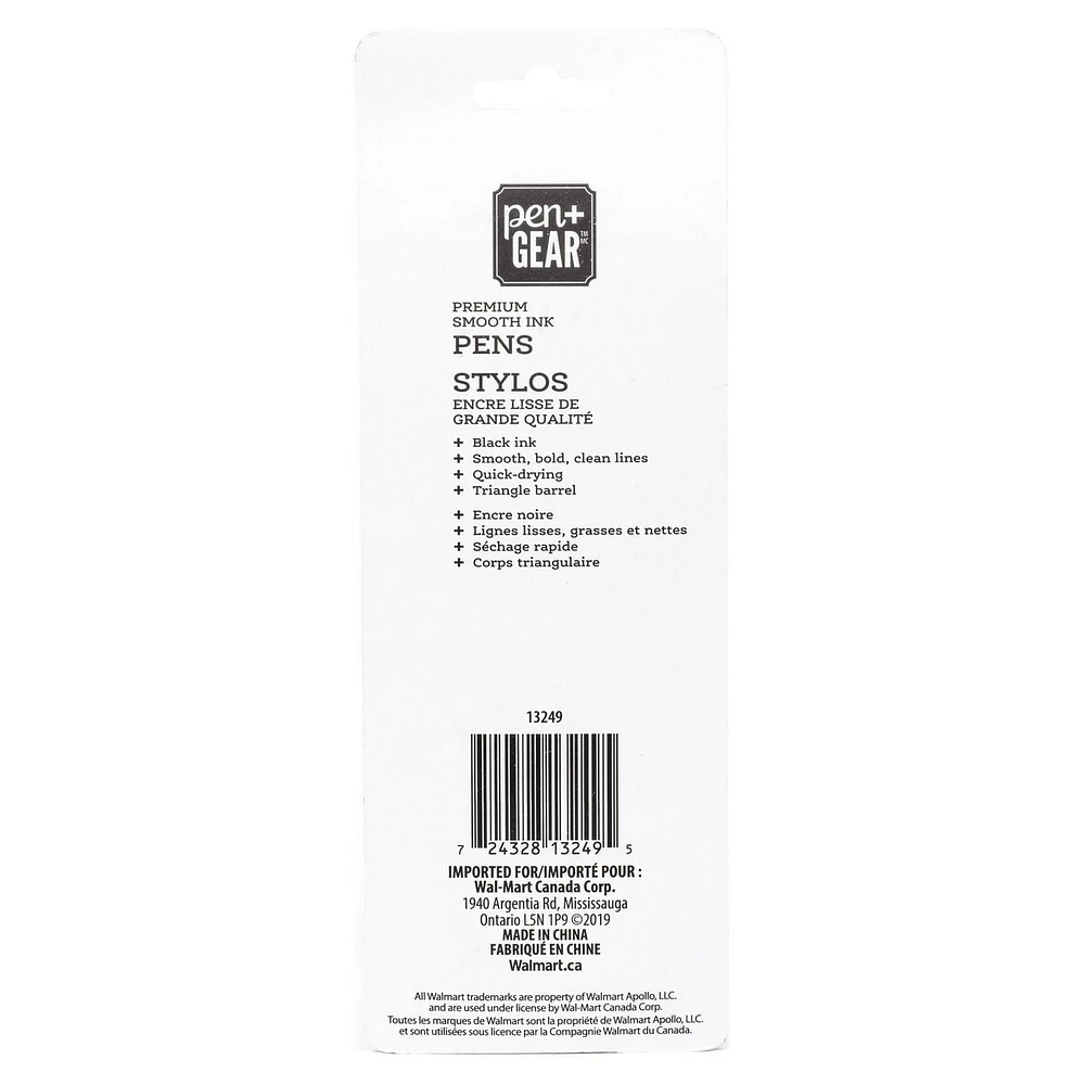 Stylos à encre noire lisse premium 1,0 mm Paq. de 2