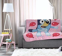 Bluey 'Balloon Party' Kids Plush Fleece Throw, 100% Polyester, Pink