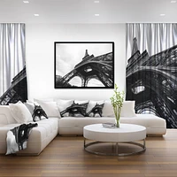 Design Art Paris Paris Eiffel Towerin Black And White Side View Framed Canvas Art Print