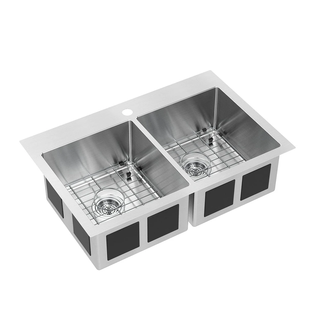 Artika Sierra évier à cuve double en acier inoxydable de calibre 20
