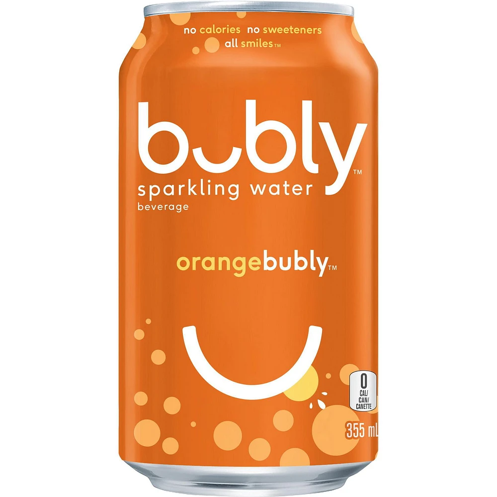 bubly orange sparkling water beverage, 355mL Cans, 12 Pack, 12x355mL