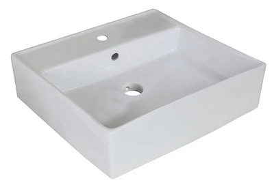 American Imaginations 21.5-in. W Wall Mount White Bathroom Vessel Sink For 1 Hole Wall Mount Drilling AI-11030