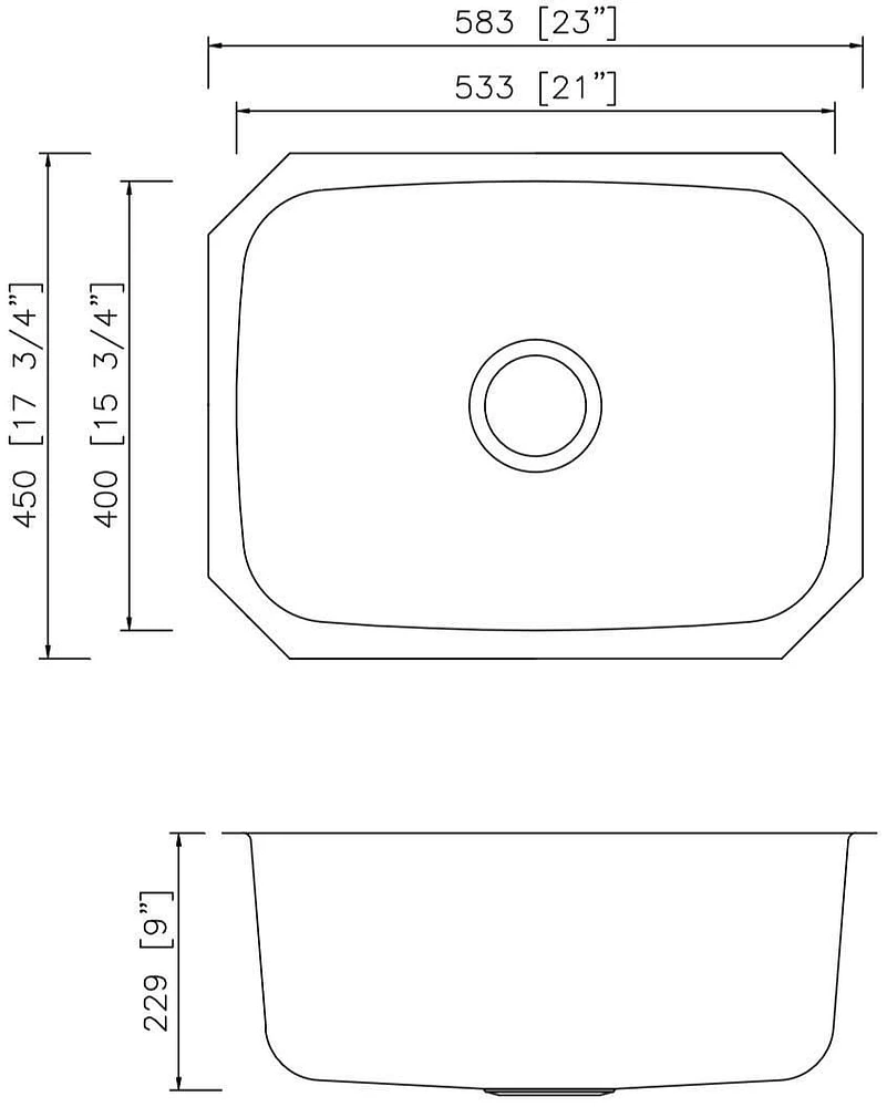 American Imaginations -in. W CSA Approved Stainless Steel Kitchen Sink With Bowl And Gauge AI
