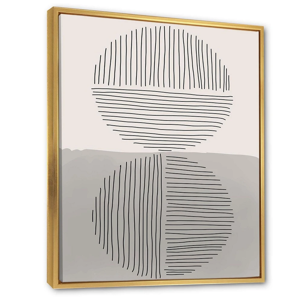 Designart Lignes géométriques minimales et cercle VI ART MURAL À CADRE FLOTTÉ