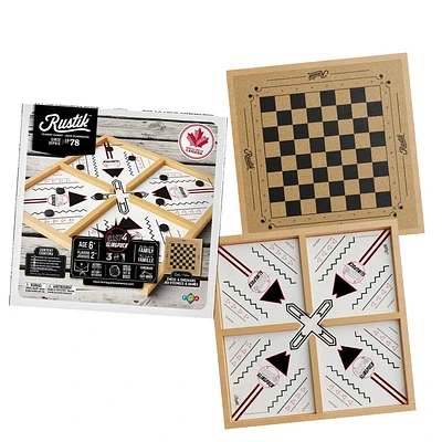Rustik Crazy 4-Player Slingpuck / Chess / Checkers 3-in-1
