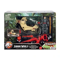 Jurassic World Legacy Collection Reimagined Chopper Chase Pack, Helicopter, Atrociraptor & Pilot