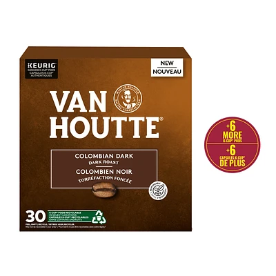 Van Houtte Colombian Dark, Dark Roast, K-Cup Coffee Pods, 30 Count, 30 Count