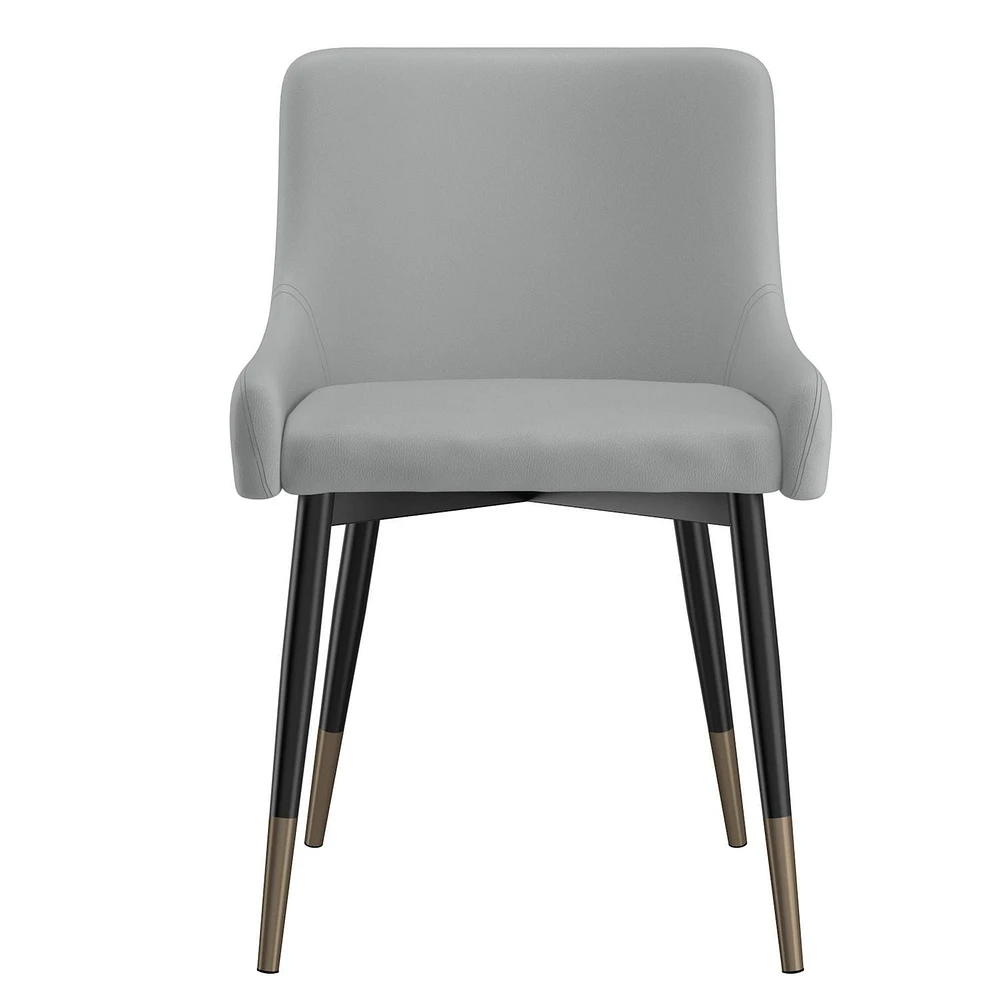 Ensemble de 2 chaises d’appoint modernes en similicuir et en métal, gris pâle