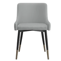 Ensemble de 2 chaises d’appoint modernes en similicuir et en métal, gris pâle