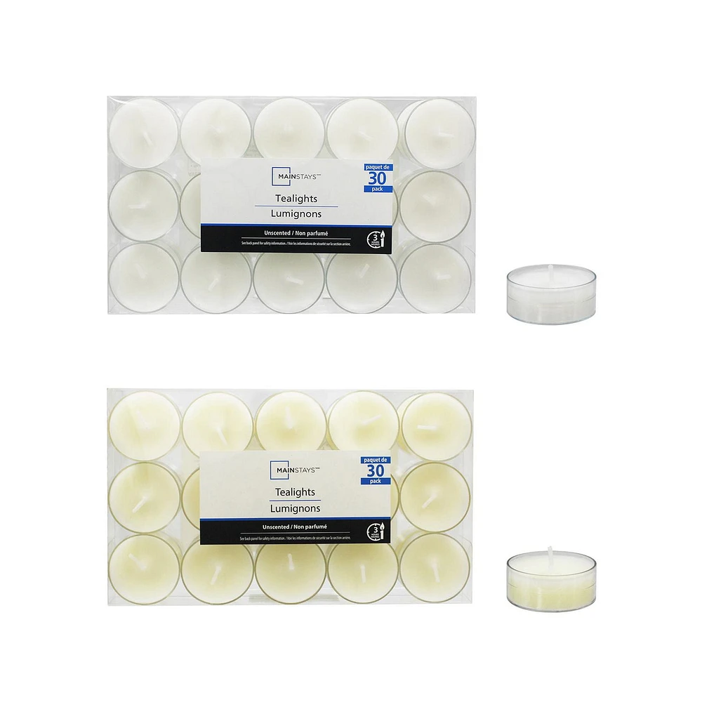 Mainstays Ivoire lumignons, non parfumé Paquet de 30