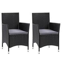 CorLiving Parksville Ensemble de salle à manger de patio 5 pièces en osier de résine noire et en acier avec table carrée à plateau en verre et 4 chaises avec coussins gris