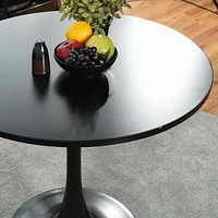 Homy Casa 31.5 Inch Dia Modern Round Dining Table - Sleek Bistro Table with Stable Base, White/ Black