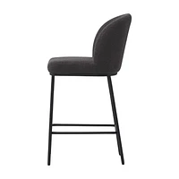 Ensemble de 2 tabourets de bar modernes rembourrés en tissu bouclé de luxe Addison de CorLiving - Tabourets de bar de 25,5 pouces à hauteur de comptoir pour îlot de cuisine - Tabourets modernes élégan