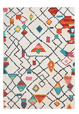Tapis Motif Faux Lapin Roboto ivoire & multi de 5 pi x 7 pi