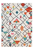 Tapis Motif Faux Lapin Roboto ivoire & multi de 5 pi x 7 pi