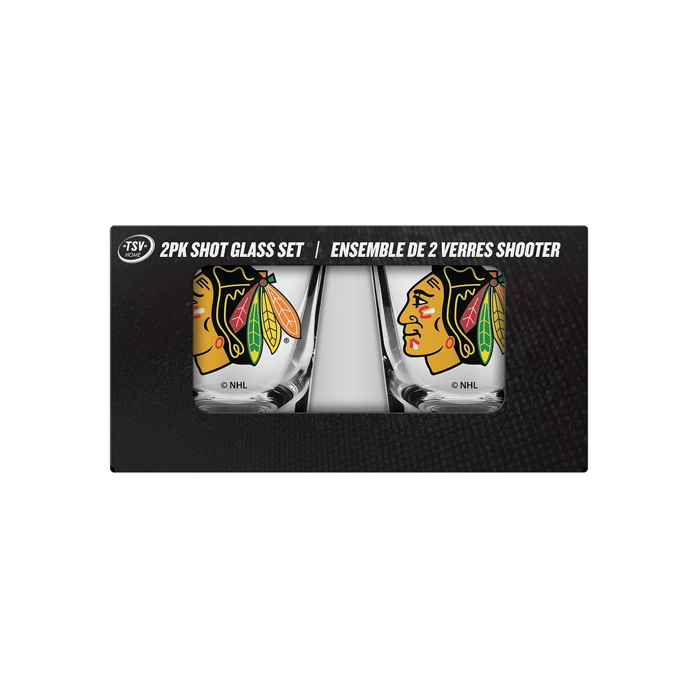 2 VERRE À SHOT SOUS LICENCE OFFICIELLE LNH CHICAGO BLACKHAWKS