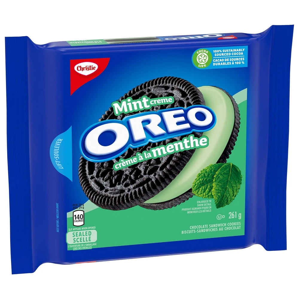 Biscuits-Sandwiches Oreo Crème À La Menthe, 1 Emballage Refermable De 261 g