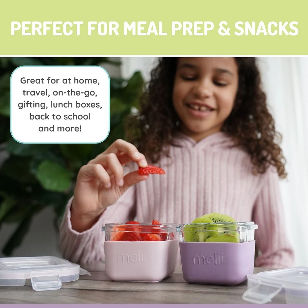 Glass Food Storage Containers with Silicone Sleeve 3 Pack