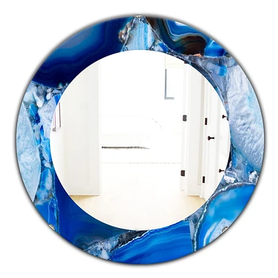 Designart 'Marbled Geode 11' Mid-Century Mirror - Oval or Round Wall Mirror - 32x32