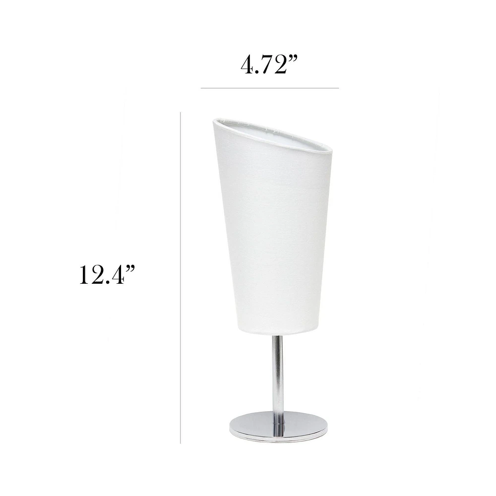Simple Designs Mini lampe de table chromée avec abat-jour en tissu inclin