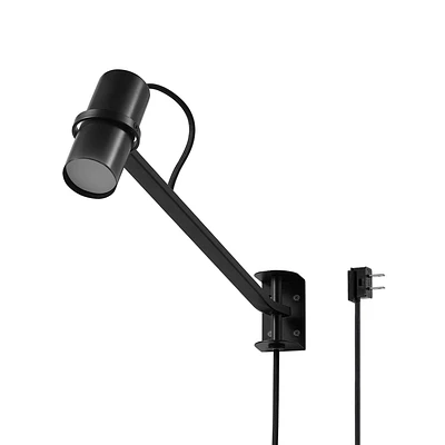 Applique murale enfichable à 1 ampoule à DEL Series.01.WS de MRDK x Globe, bras pivotant, abat-jour ajustable, noir mat