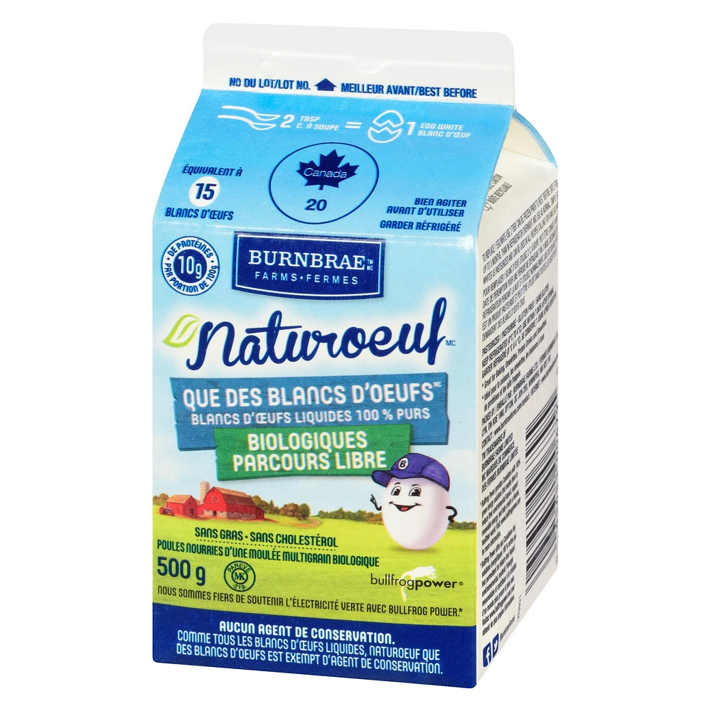 Naturoeuf que des blanc d'oeuf liquide biologiques Fermes Burnbrae 500 g / carton