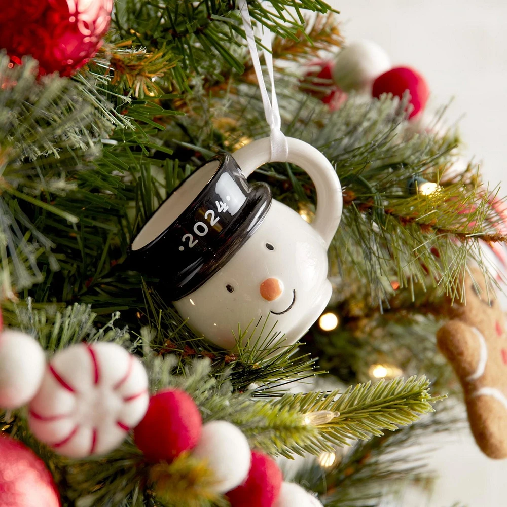 Ornement tasse bonhomme de neige Holiday Time