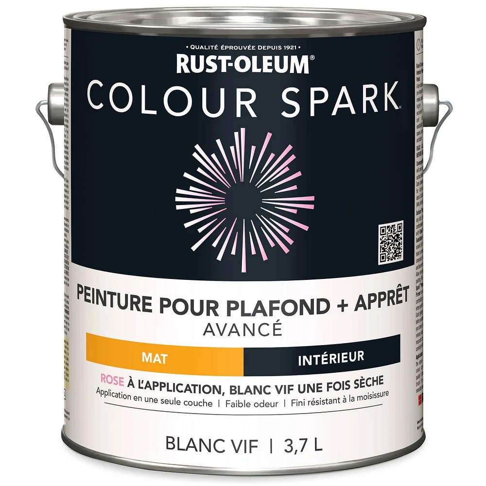 Rust-Oleum Colour Spark™ Paint + Primer, Ceiling Flat, White 3.78 L, 3.78 L