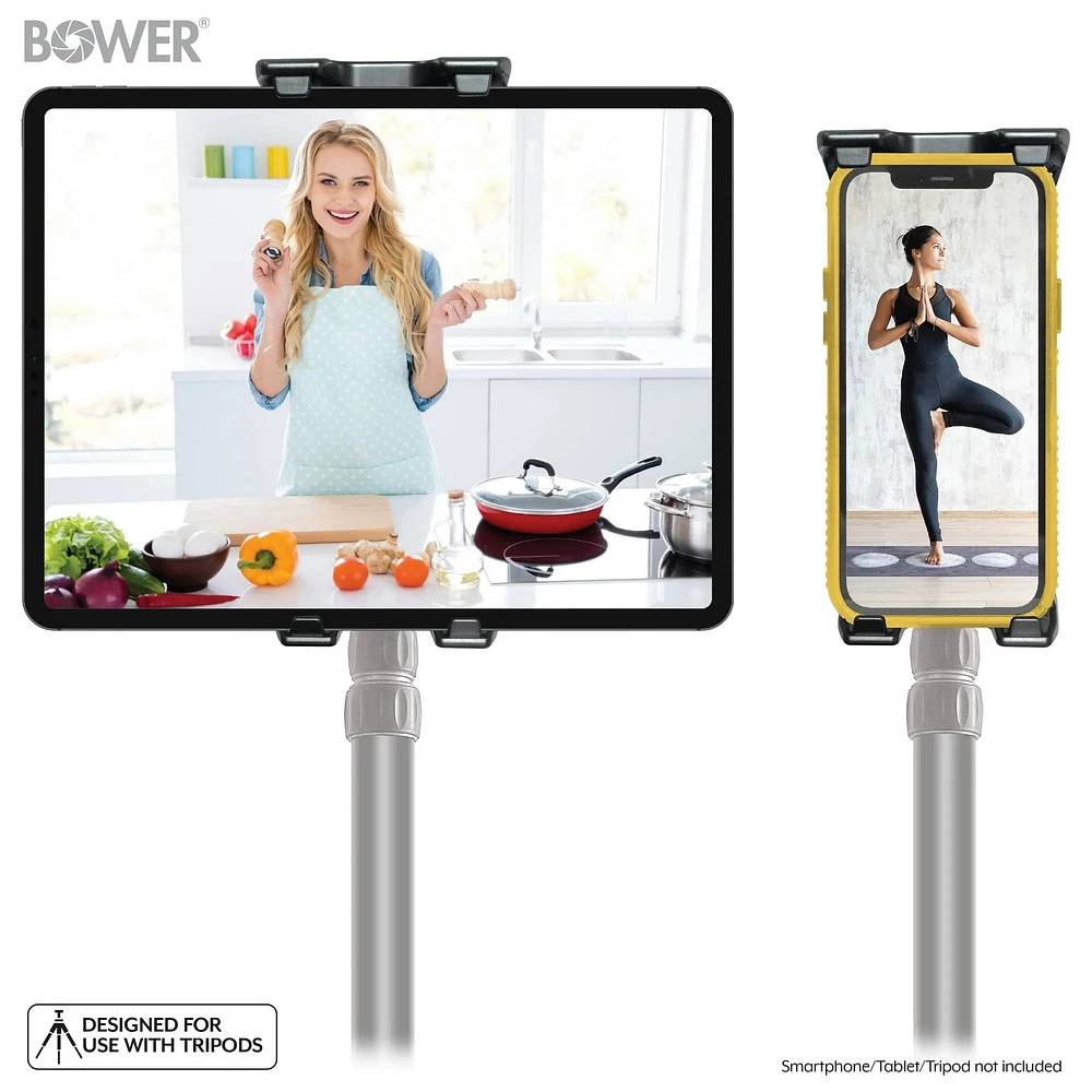 Bower Tripod Mount Holder with 45-Degree Tilt Made for Phones and Tablets - Relaunch WSC-TTM