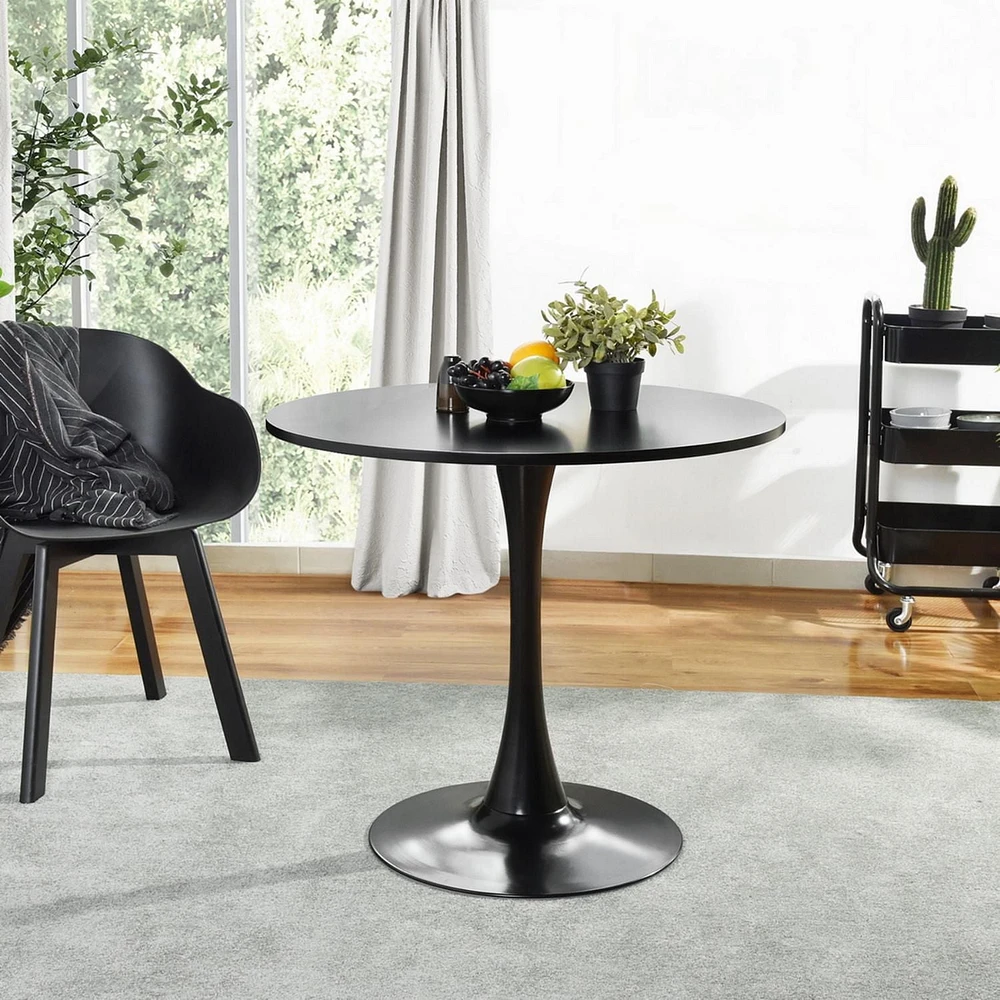 Homy Casa 31.5 Inch Dia Modern Round Dining Table - Sleek Bistro Table with Stable Base, White/ Black